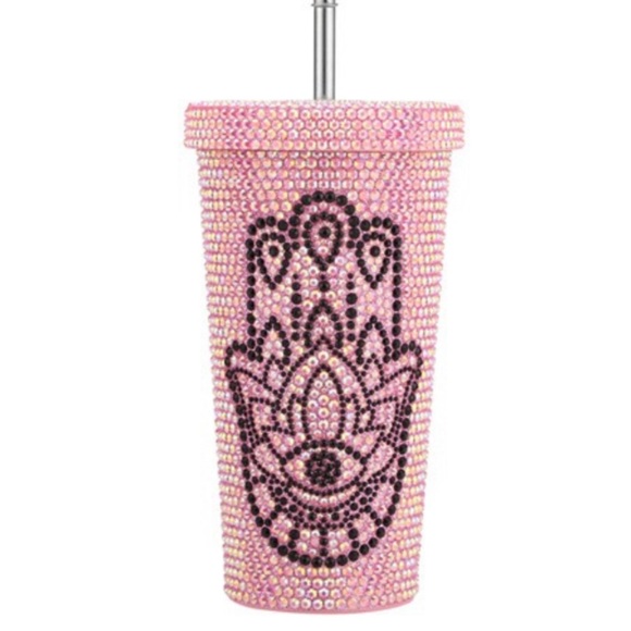 Rhinestone Tumbler With HAMSA & Evil Eye 17 oz - Picture 5 of 5